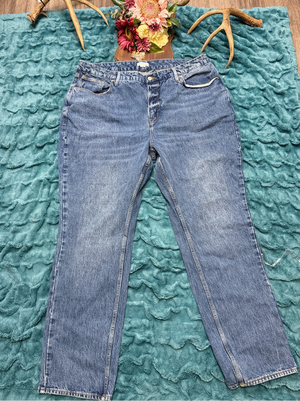 Good American Size 16 90s High Rise Rigid Straight Leg Jeans Blue